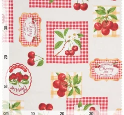 Motiv-Stoff Leinenoptik "Cherries"