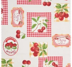 Motiv-Stoff Leinenoptik "Cherries"