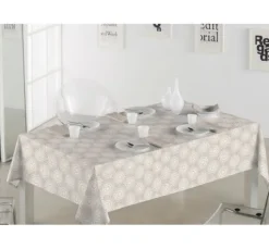 Motiv-Stoff Leinenoptik "Mandala Kreise Spitze"