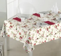 Motiv-Stoff Leinenoptik "Rosen"