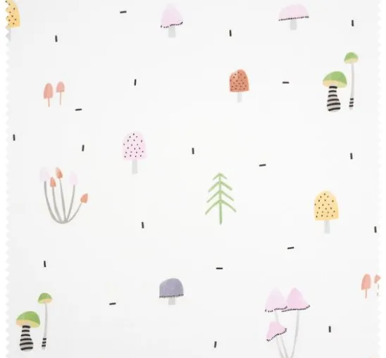 Motiv-Stoff Satinoptik "Kleine Pilze Kunterbunt"