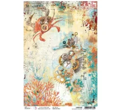 Motiv-Strohseide "Coral Reef - Seahorse"