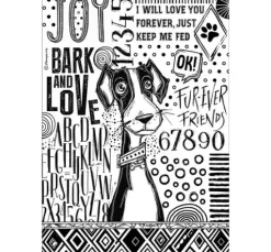 Motiv-Strohseide "Furry Friends - Dog Black and White"