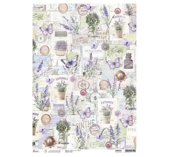 Motiv-Strohseide "Morning Provence - Purple Fields"