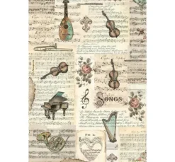 Motiv-Strohseide "Music - Instruments"