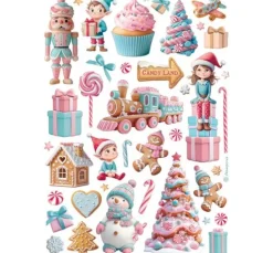 Motiv-Strohseiden Sortiment "Candy Christmas", 6er-Set