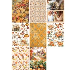 Motiv-Strohseiden Sortiment "Hallo Herbst", 8er-Set
