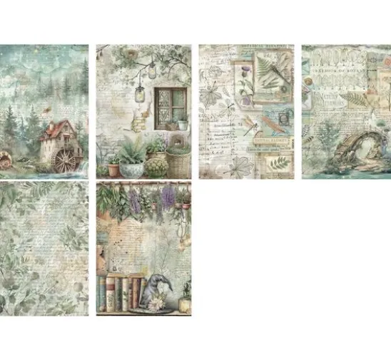 Motiv-Strohseiden Sortiment "Herbarium Silvae", 6er-Set