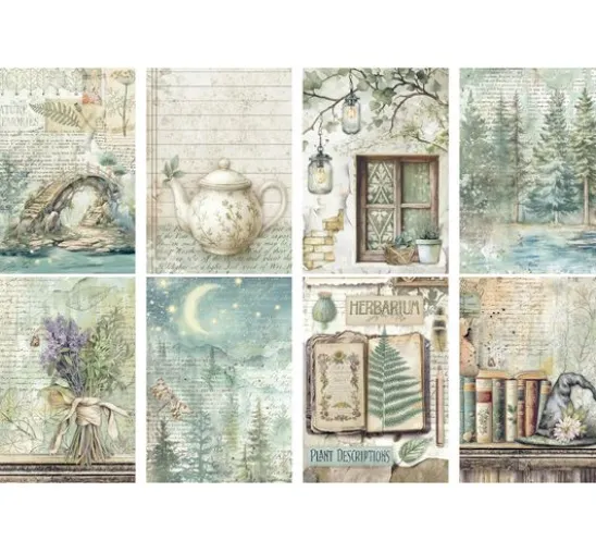 Motiv-Strohseiden Sortiment "Herbarium Silvae", 8er Set