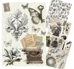 Motiv-Strohseiden Sortiment "Typographic", 4er-Set