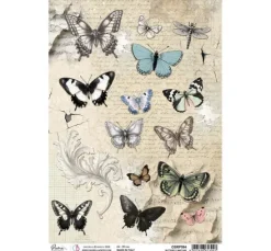 Motiv-Strohseide "Typographic - Butterfly"