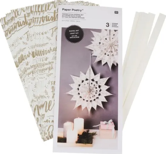 Papiertüten Sterne-Set "Merry Christmas", groß, Weiß