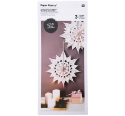 Papiertüten Sterne-Set "Merry Christmas", groß, Weiß