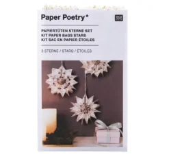Papiertüten Sterne-Set "Merry Christmas", klein, Weiß
