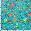 Polyester-Stoff "Blumen-Türkis"