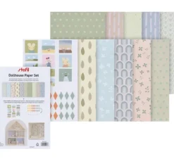 Puppenhaus-Papierset, 10 Bogen DIN A4 + 1 Bogen mit Fahnen und Bildern