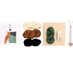 Rico Design Punch Needle Set Kissen Senf/Grün