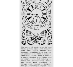Schablone "Gardens of Time - Clock and Butterfly"