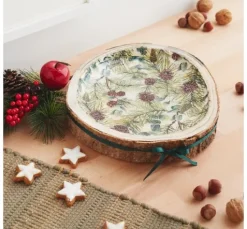 Schwarten Dekoschale, flach, natur