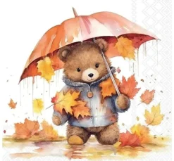 Serviette "Bär mit Regenschirm"