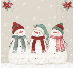 Serviette "Drei Schneemänner"