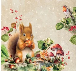 Serviette "Eichhörnchen mit Haselnuss"