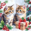 Serviette "Katzen mit Geschenk"