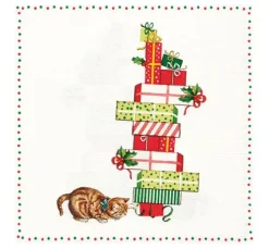 Serviette "Katze und Geschenke"