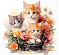 Serviette "Kittens in Basket"