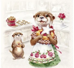 Serviette "Otter Family Baked"