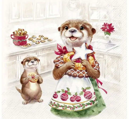 Serviette "Otter Family Baked"