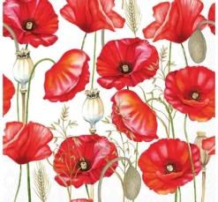 Serviette "Poppy over White"