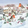 Serviette "Rotkehlchen im Winter"
