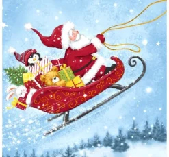 Serviette "Schlittenfahrt mit Santa"