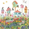 Serviette "Vogelhäuser im Garten"