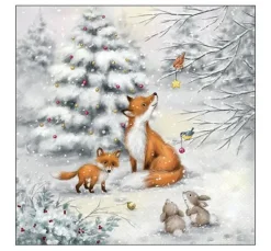 Serviette "Waldtiere im Winterwald"