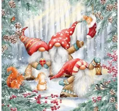 Serviette "Wichtel im Winterwald"