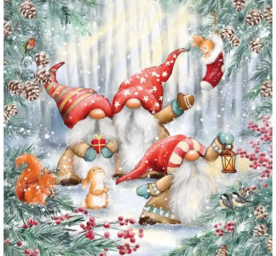 Serviette "Wichtel im Winterwald"