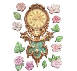 Silikonform A5 "Gardens of Time", Clock and Flowers
