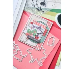 Sizzix Stanzschablone und Clear Stamps "Pencil Line Holly by 49 and Market"