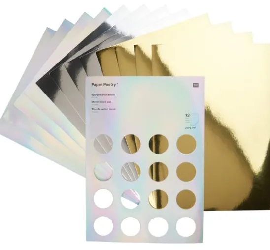 Spiegelkarton-Block Gold/Silber