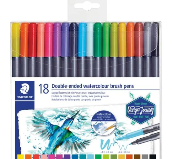 STAEDTLER Doppelfasermaler mit Pinselspitze, 18 St.