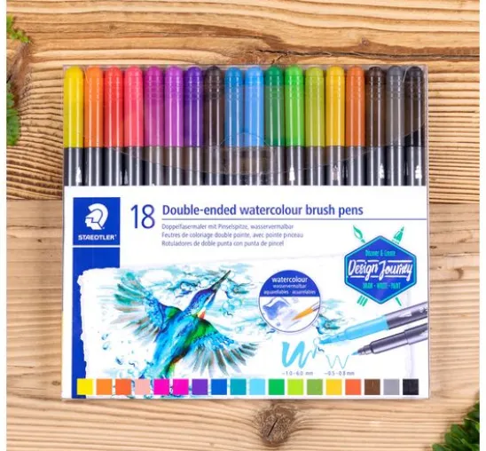 STAEDTLER Doppelfasermaler mit Pinselspitze, 18 St.
