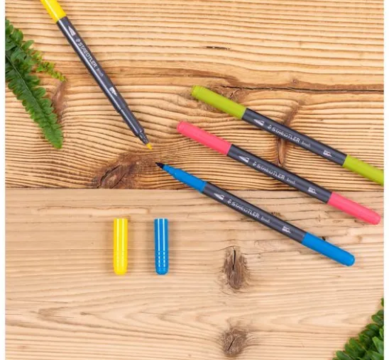 STAEDTLER Doppelfasermaler mit Pinselspitze, 18 St.