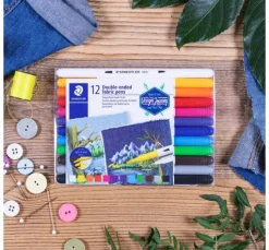 STAEDTLER Doppelfasermaler Textil, 12 St.