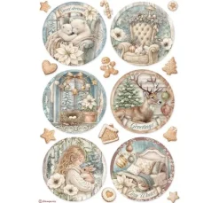 Stamperia Motiv-Strohseiden Sortiment "White Christmas", DIN A4 , 6er-Set