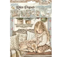 Stamperia Motiv-Strohseiden Sortiment "White Christmas", DIN A6, 8er Set