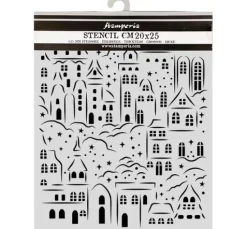 Stamperia Schablone "Christmas Village", 20 x 25 cm