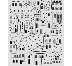 Stamperia Schablone "Christmas Village", 20 x 25 cm