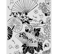 Stamperia Schablone "Oriental Garden - Fans", 20 x 25 cm